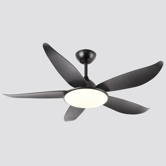 LED Acrylic Semi-Flush Ceiling Light Rustic Black Circle Living Room 5-Blade Pendant Fan Lamp, 52" Wide Clearhalo 'Ceiling Fans with Lights' 'Ceiling Fans' Lighting' 1984266