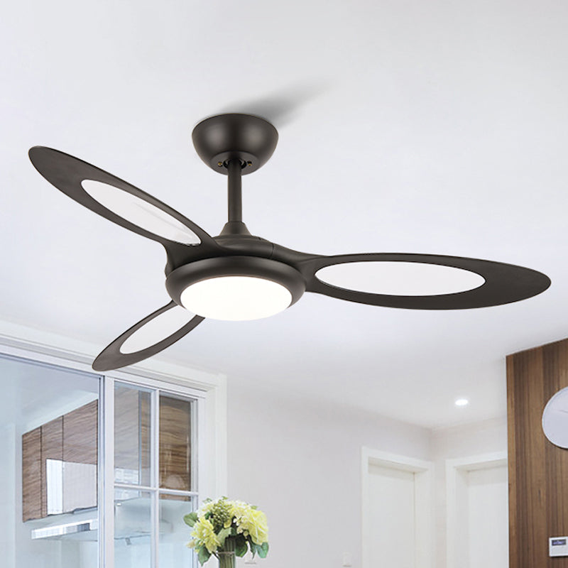 3 Blades LED Pendant Fan Light Fixture Traditional Dining Room Semi Mount Lighting with Circle Acrylic Shade Clearhalo 'Ceiling Fans with Lights' 'Ceiling Fans' 'Modern Ceiling Fans' 'Modern' Lighting' 1984294