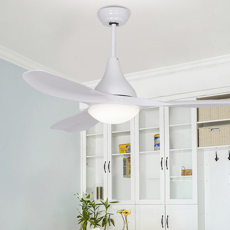 Acrylic White Ceiling Fan Light Fixture Bowl 52" Wide LED Rustic Semi Flush Mount, 3 Blades Clearhalo 'Ceiling Fans with Lights' 'Ceiling Fans' Lighting' 1984300
