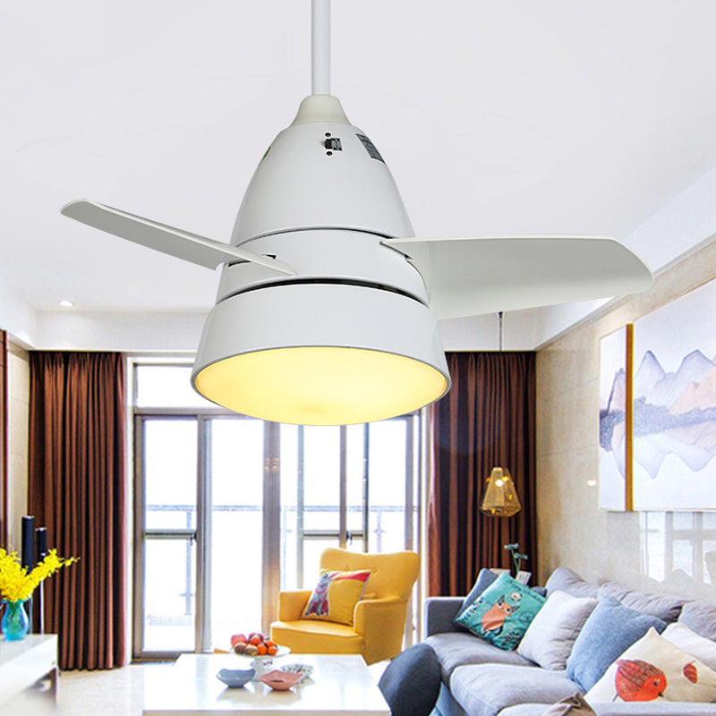 Farmhouse Conic 3-Blade Hanging Fan Lamp LED Metal Semi-Flush Mount Light for Living Room Clearhalo 'Ceiling Fans with Lights' 'Ceiling Fans' Lighting' 1984304