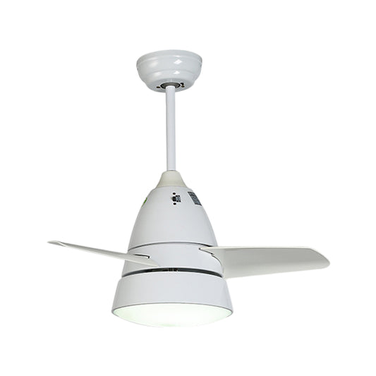 Farmhouse Conic 3-Blade Hanging Fan Lamp LED Metal Semi-Flush Mount Light for Living Room Clearhalo 'Ceiling Fans with Lights' 'Ceiling Fans' Lighting' 1984305