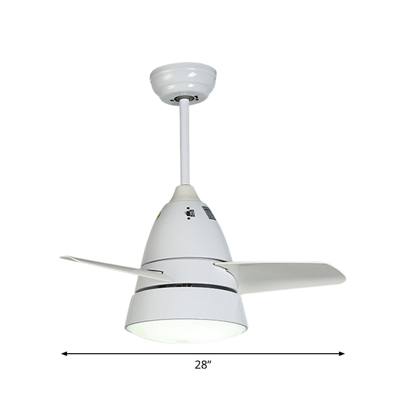 Farmhouse Conic 3-Blade Hanging Fan Lamp LED Metal Semi-Flush Mount Light for Living Room Clearhalo 'Ceiling Fans with Lights' 'Ceiling Fans' Lighting' 1984306