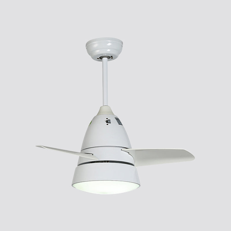 Farmhouse Conic 3-Blade Hanging Fan Lamp LED Metal Semi-Flush Mount Light for Living Room Clearhalo 'Ceiling Fans with Lights' 'Ceiling Fans' Lighting' 1984308