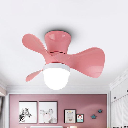 22" Wide LED Bedroom Pendant Fan Light Contemporary Semi Mount Lighting with Bowl Acrylic Shade, 3 Blades Clearhalo 'Ceiling Fans with Lights' 'Ceiling Fans' 'Modern Ceiling Fans' 'Modern' Lighting' 1984311