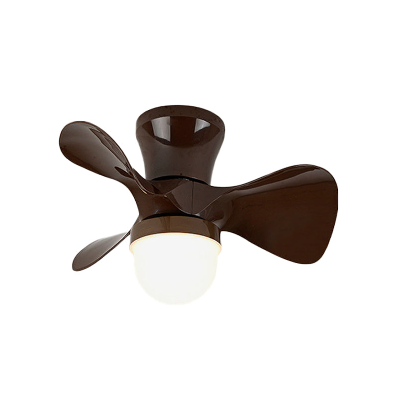 22" Wide LED Bedroom Pendant Fan Light Contemporary Semi Mount Lighting with Bowl Acrylic Shade, 3 Blades Clearhalo 'Ceiling Fans with Lights' 'Ceiling Fans' 'Modern Ceiling Fans' 'Modern' Lighting' 1984324