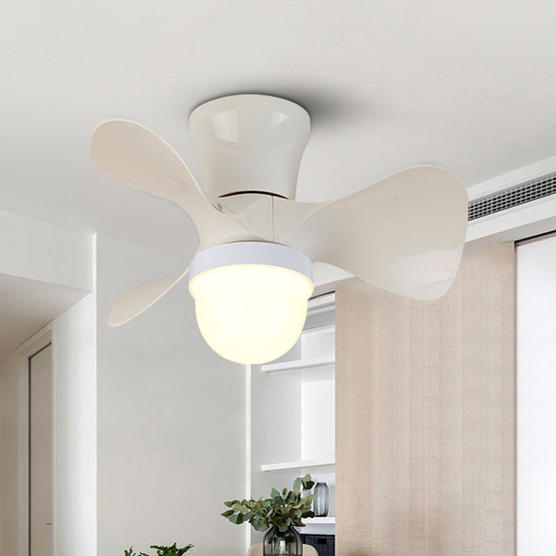 22" Wide LED Bedroom Pendant Fan Light Contemporary Semi Mount Lighting with Bowl Acrylic Shade, 3 Blades White Clearhalo 'Ceiling Fans with Lights' 'Ceiling Fans' 'Modern Ceiling Fans' 'Modern' Lighting' 1984326