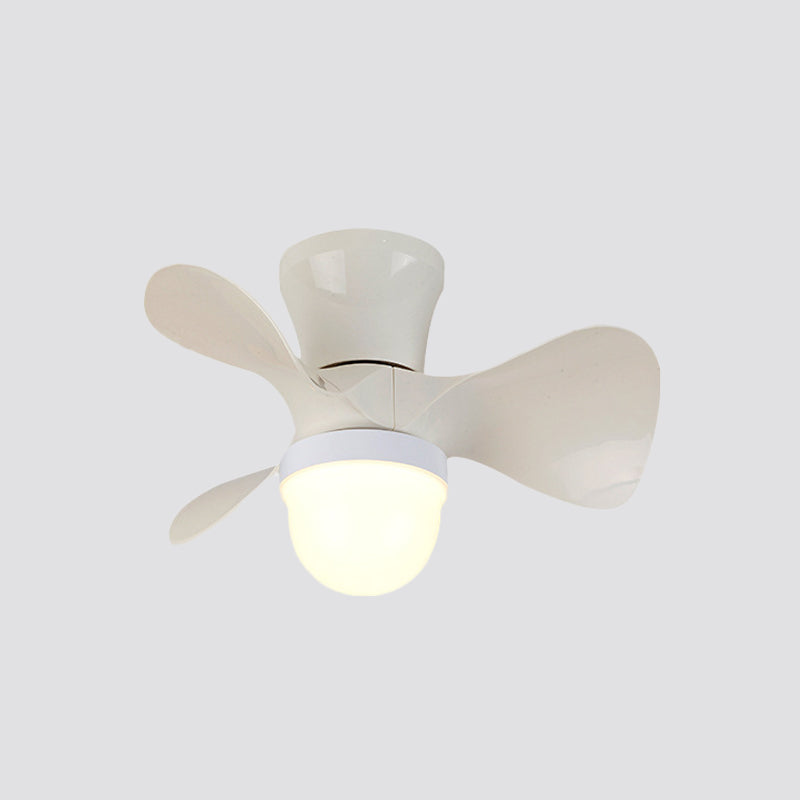 22" Wide LED Bedroom Pendant Fan Light Contemporary Semi Mount Lighting with Bowl Acrylic Shade, 3 Blades Clearhalo 'Ceiling Fans with Lights' 'Ceiling Fans' 'Modern Ceiling Fans' 'Modern' Lighting' 1984328