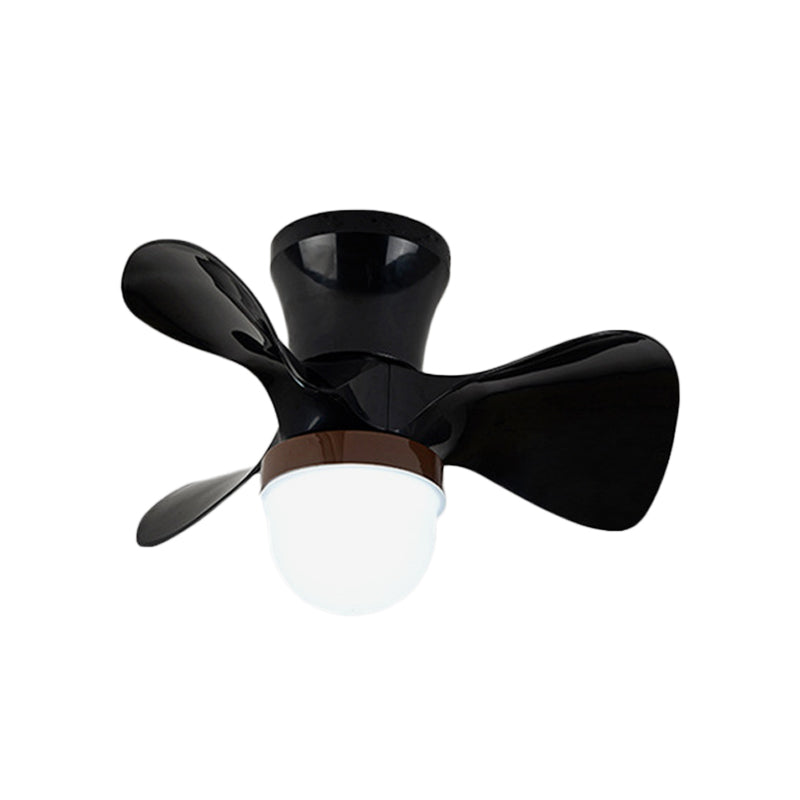 22" Wide LED Bedroom Pendant Fan Light Contemporary Semi Mount Lighting with Bowl Acrylic Shade, 3 Blades Clearhalo 'Ceiling Fans with Lights' 'Ceiling Fans' 'Modern Ceiling Fans' 'Modern' Lighting' 1984330