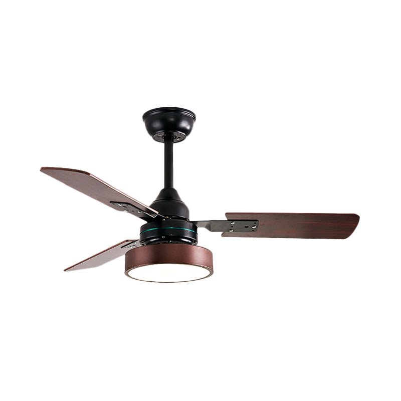 3 Blades LED Round Semi-Flush Ceiling Light Vintage Acrylic Pendant Fan Lamp for Bedroom Clearhalo 'Ceiling Fans with Lights' 'Ceiling Fans' Lighting' 1984336