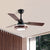 3 Blades LED Round Semi-Flush Ceiling Light Vintage Acrylic Pendant Fan Lamp for Bedroom Brown Clearhalo 'Ceiling Fans with Lights' 'Ceiling Fans' Lighting' 1984339