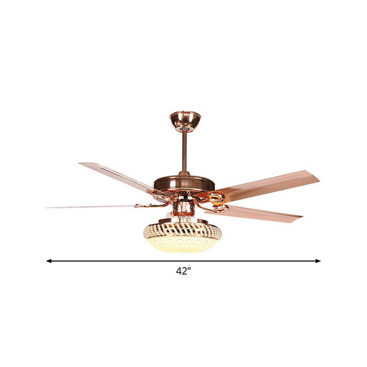 3 Heads Hanging Fan Lamp Vintage Living Room Semi-Flush Ceiling Light with Bowl Frosted Glass Shade Clearhalo 'Ceiling Fans with Lights' 'Ceiling Fans' Lighting' 1984387