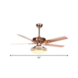 3 Heads Hanging Fan Lamp Vintage Living Room Semi-Flush Ceiling Light with Bowl Frosted Glass Shade Clearhalo 'Ceiling Fans with Lights' 'Ceiling Fans' Lighting' 1984387