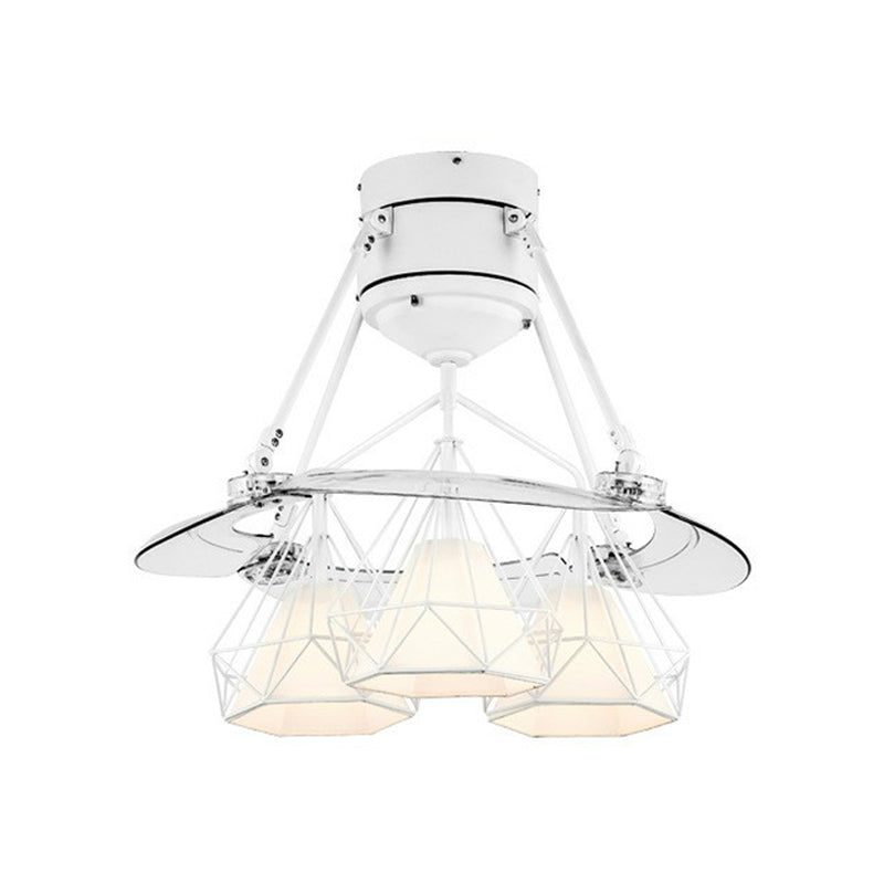 Geometric Metallic Semi Flush Mount Lighting Contemporary White Pendant Fan Lamp, 48" Wide Clearhalo 'Ceiling Fans with Lights' 'Ceiling Fans' 'Modern Ceiling Fans' 'Modern' Lighting' 1984393