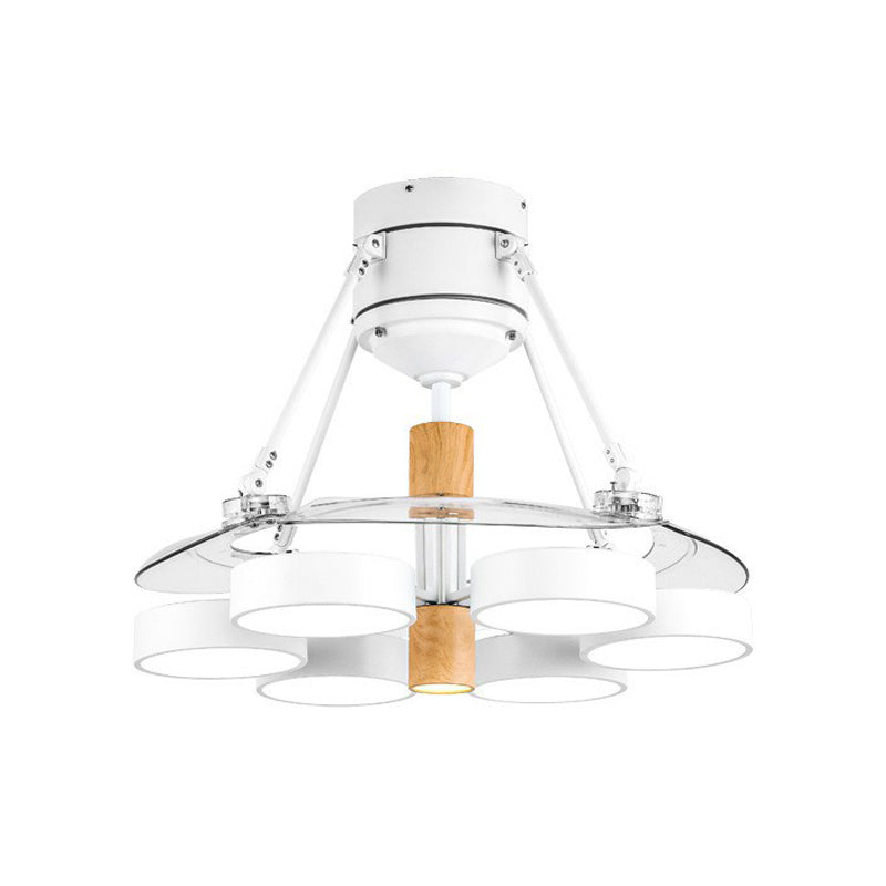 Geometric Metallic Semi Flush Mount Lighting Contemporary White Pendant Fan Lamp, 48" Wide White D Clearhalo 'Ceiling Fans with Lights' 'Ceiling Fans' 'Modern Ceiling Fans' 'Modern' Lighting' 1984397
