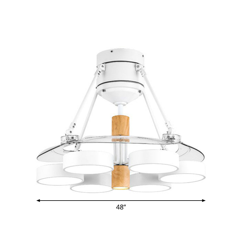 Geometric Metallic Semi Flush Mount Lighting Contemporary White Pendant Fan Lamp, 48" Wide Clearhalo 'Ceiling Fans with Lights' 'Ceiling Fans' 'Modern Ceiling Fans' 'Modern' Lighting' 1984398