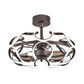 3-Blade Metal Geometry Semi Flush Mount Modernism 26" Wide LED Brown Ceiling Fan Light Fixture Clearhalo 'Ceiling Fans with Lights' 'Ceiling Fans' 'Modern Ceiling Fans' 'Modern' Lighting' 1984423