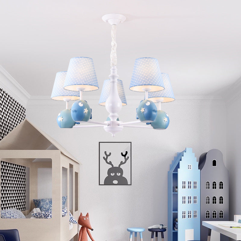 Blue Circle Bird Hanging Lamp Modern Resin Metal Hanging Pendant Lights for Kid Bedroom Clearhalo 'Ceiling Lights' 'Chandeliers' Lighting' options 198443