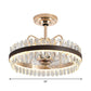 3-Blade Crystal Light Gold Pendant Fan Light Circle 31.5" Wide 8 Bulbs Traditional Semi-Flush Mount Clearhalo 'Ceiling Fans with Lights' 'Ceiling Fans' Lighting' 1984472