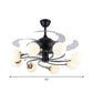 Global Semi Flush Minimalist White Glass 8 Lights Living Room Hanging Fan Light Fixture in Black, 42" Wide Clearhalo 'Ceiling Fans with Lights' 'Ceiling Fans' 'Modern Ceiling Fans' 'Modern' Lighting' 1984495