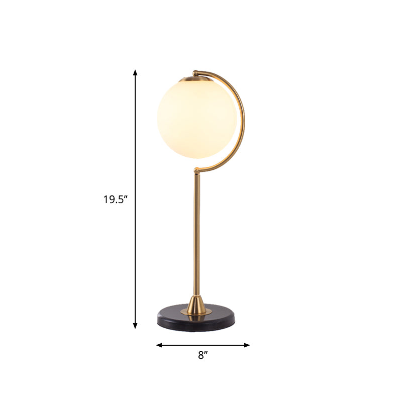 S/C Shaped/Bend Bedside Table Light Metal 1/2-Head Designer Night Lamp in Gold with Ball Cream Glass Shade Clearhalo 'Lamps' 'Table Lamps' Lighting' 1984504