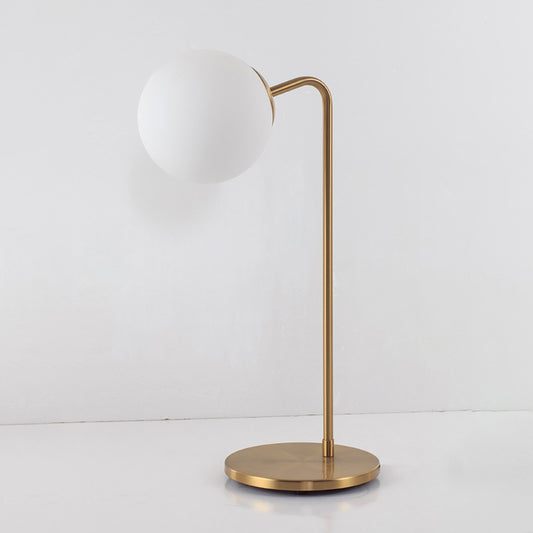 S/C Shaped/Bend Bedside Table Light Metal 1/2-Head Designer Night Lamp in Gold with Ball Cream Glass Shade Clearhalo 'Lamps' 'Table Lamps' Lighting' 1984506