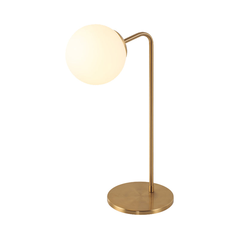 S/C Shaped/Bend Bedside Table Light Metal 1/2-Head Designer Night Lamp in Gold with Ball Cream Glass Shade Clearhalo 'Lamps' 'Table Lamps' Lighting' 1984508