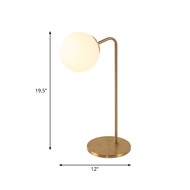 S/C Shaped/Bend Bedside Table Light Metal 1/2-Head Designer Night Lamp in Gold with Ball Cream Glass Shade Clearhalo 'Lamps' 'Table Lamps' Lighting' 1984509