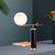Black/White Lever Table Stand Light Postmodern 1 Bulb Marble Night Lamp with Orb Milk Glass Shade Black Clearhalo 'Lamps' 'Table Lamps' Lighting' 1984534