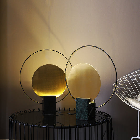 Designer Circular Nightstand Lamp Marble Single-Bulb Living Room Table Light in Black/Green and Brass Green Clearhalo 'Lamps' 'Table Lamps' Lighting' 1984538