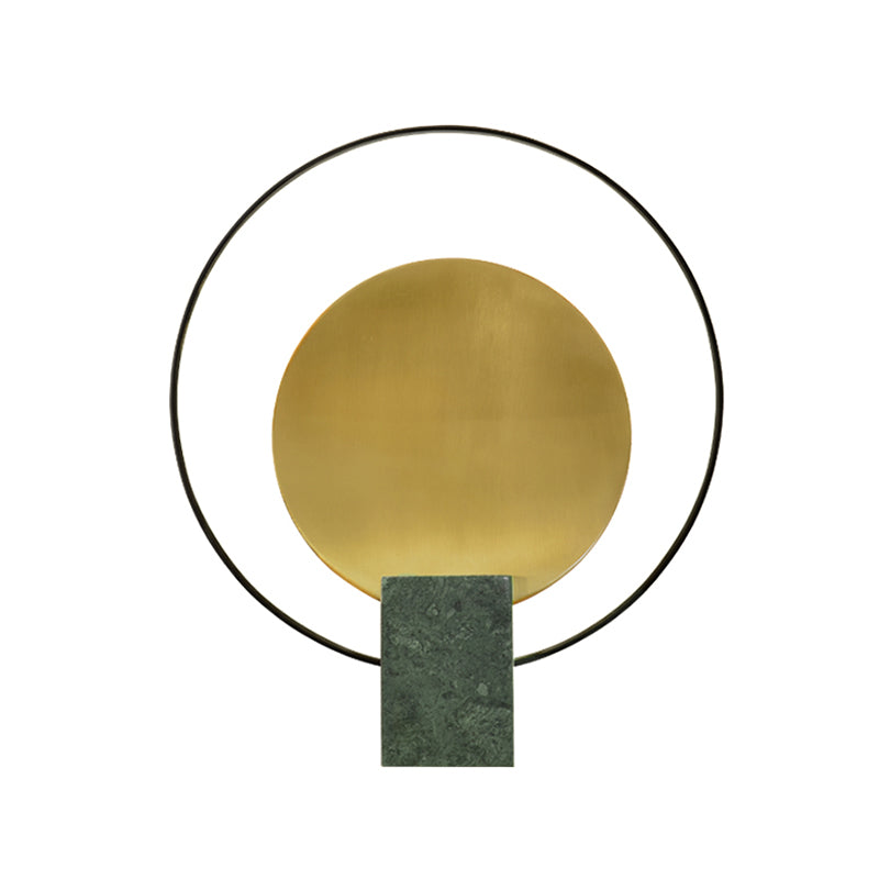 Designer Circular Nightstand Lamp Marble Single-Bulb Living Room Table Light in Black/Green and Brass Clearhalo 'Lamps' 'Table Lamps' Lighting' 1984541