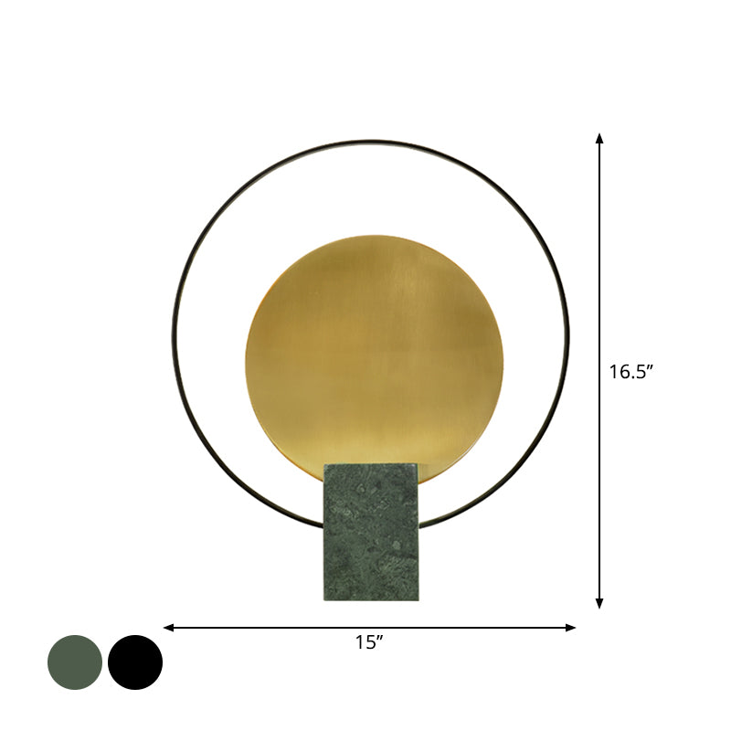 Designer Circular Nightstand Lamp Marble Single-Bulb Living Room Table Light in Black/Green and Brass Clearhalo 'Lamps' 'Table Lamps' Lighting' 1984542