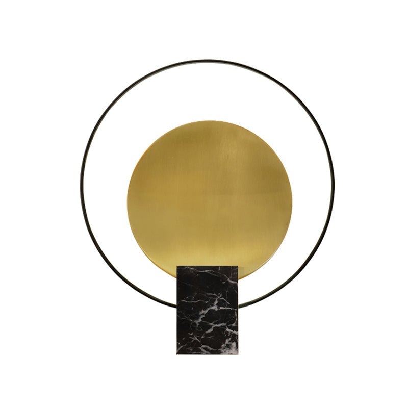 Designer Circular Nightstand Lamp Marble Single-Bulb Living Room Table Light in Black/Green and Brass Clearhalo 'Lamps' 'Table Lamps' Lighting' 1984544