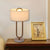 White Drum Night Table Light Minimalist 1 Bulb Fabric Nightstand Lamp with Brass Oval Stand White Clearhalo 'Lamps' 'Table Lamps' Lighting' 1984550