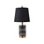 Nordic Empire Shade Table Lamp Fabric 1 Bulb Bedroom Night Light with Marble Column in Black/White/Grey Black Clearhalo 'Lamps' 'Table Lamps' Lighting' 1984580