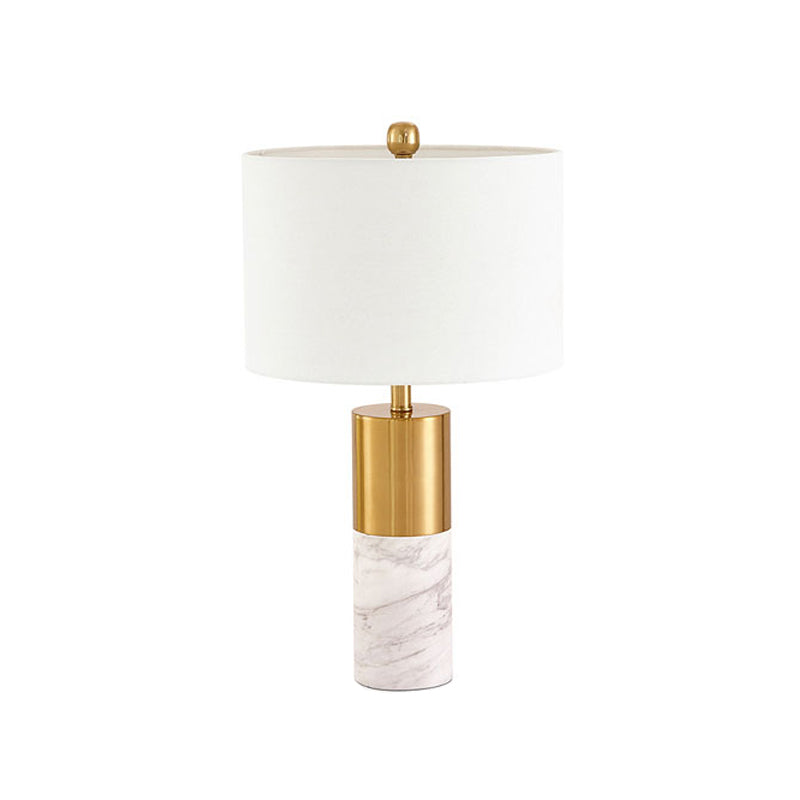 Straight-Side Shade Night Lamp Modern Fabric 1 Head Black/Grey/White Table Stand Light for Bedroom, 12.5"/15" W Clearhalo 'Lamps' 'Table Lamps' Lighting' 1984618