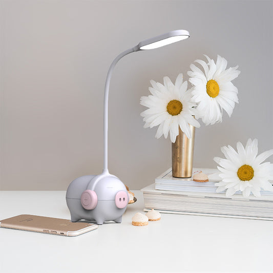 Piggy Kindergarten LED Desk Light 1 Head Animal Reading Light with Flexible Gooseneck - White - Clearhalo - 'Desk Lamps' - 'Lamps' - Lighting' - 198462
