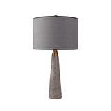 Fabric Cylinder Table Lamp Nordic Single-Bulb Nightstand Light with Conical Marble Base in Grey/White Clearhalo 'Lamps' 'Table Lamps' Lighting' 1984638