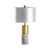 Cylindrical Table Light Minimalist Marble 1-Head Brass and Grey/White Night Lamp with Fabric Lampshade Grey Clearhalo 'Lamps' 'Table Lamps' Lighting' 1984642