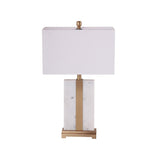 White Rectangle Nightstand Lamp Modern 1-Light Fabric Table Light with Marble Base White Clearhalo 'Lamps' 'Table Lamps' Lighting' 1984658