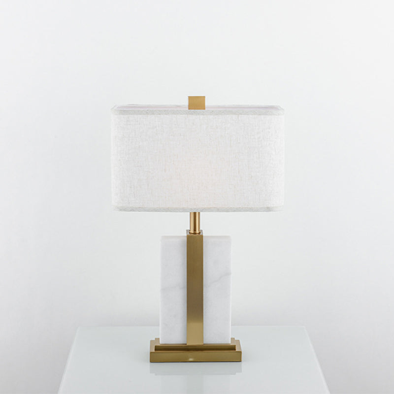 Rectangular Night Table Lamp Postmodern Fabric 1 Head Black/White/Grey and Brass Nightstand Light Clearhalo 'Lamps' 'Table Lamps' Lighting' 1984660