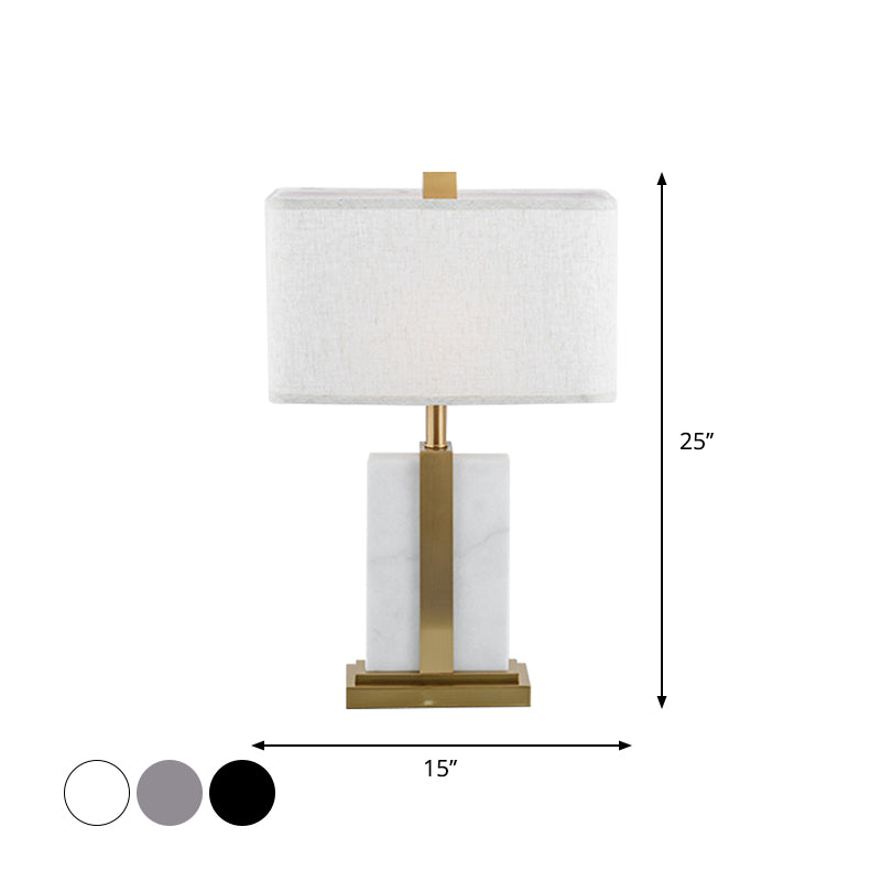 Rectangular Night Table Lamp Postmodern Fabric 1 Head Black/White/Grey and Brass Nightstand Light Clearhalo 'Lamps' 'Table Lamps' Lighting' 1984661