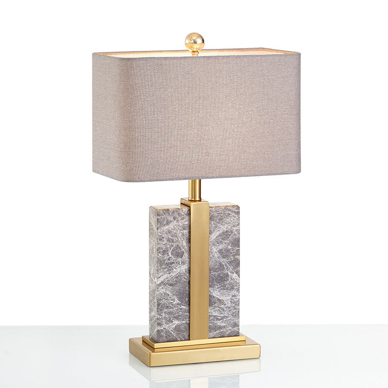 Rectangular Night Table Lamp Postmodern Fabric 1 Head Black/White/Grey and Brass Nightstand Light Grey Clearhalo 'Lamps' 'Table Lamps' Lighting' 1984662