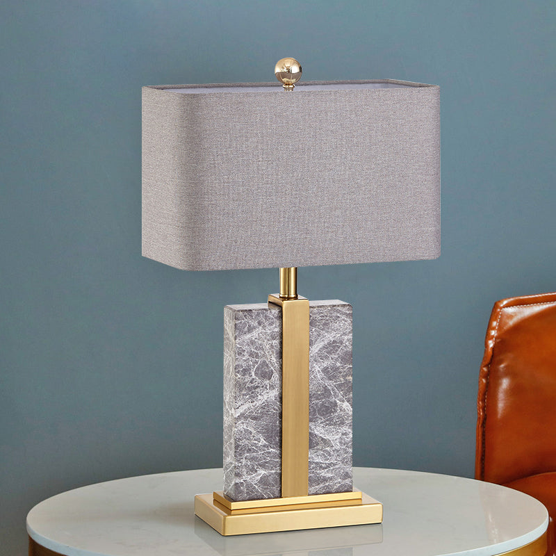 Rectangular Night Table Lamp Postmodern Fabric 1 Head Black/White/Grey and Brass Nightstand Light Clearhalo 'Lamps' 'Table Lamps' Lighting' 1984664