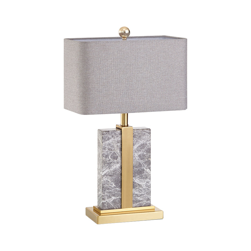 Rectangular Night Table Lamp Postmodern Fabric 1 Head Black/White/Grey and Brass Nightstand Light Clearhalo 'Lamps' 'Table Lamps' Lighting' 1984665