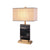 Black Rectangular Table Lighting Minimalist 1 Head Marble Nightstand Lamp with Fabric Shade Black Clearhalo 'Lamps' 'Table Lamps' Lighting' 1984691