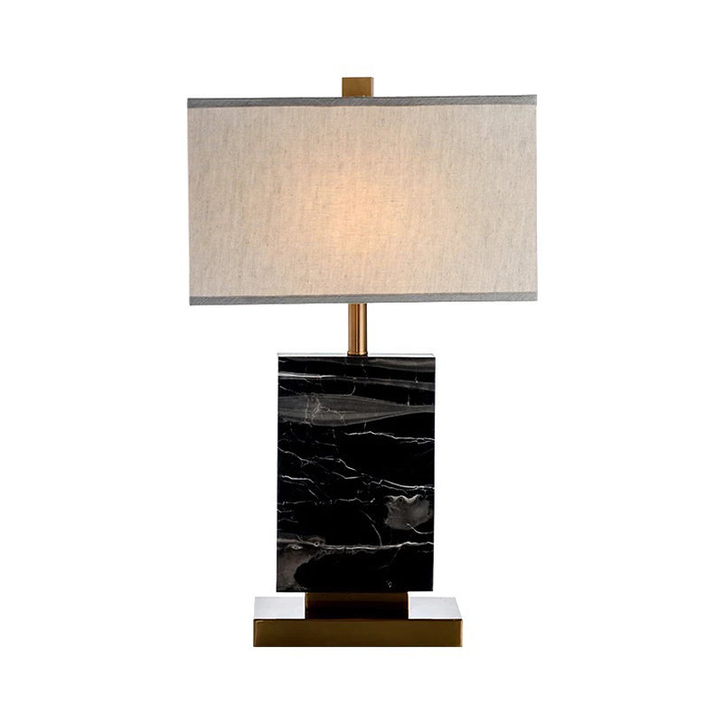 Black Rectangular Table Lighting Minimalist 1 Head Marble Nightstand Lamp with Fabric Shade Clearhalo 'Lamps' 'Table Lamps' Lighting' 1984693