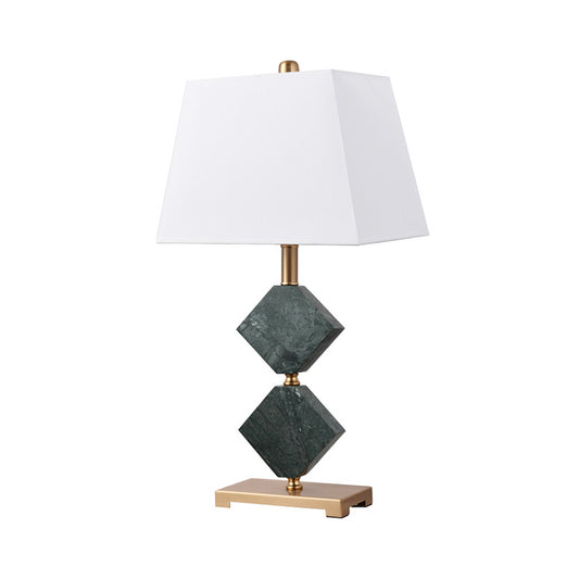 Trapezoid Living Room Table Light Fabric Single Modern Nightstand Lamp with Rhombus Marble Decor in Black Clearhalo 'Lamps' 'Table Lamps' Lighting' 1984734