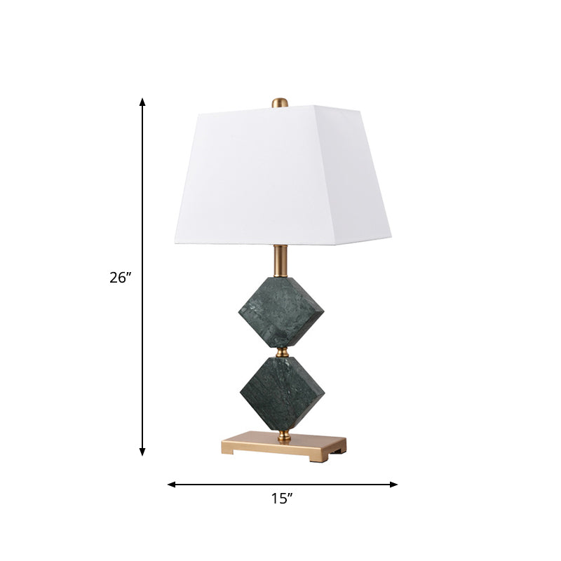 Trapezoid Living Room Table Light Fabric Single Modern Nightstand Lamp with Rhombus Marble Decor in Black Clearhalo 'Lamps' 'Table Lamps' Lighting' 1984736