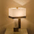Rectangle Night Stand Light Minimalist Marble 1 Bulb Grey/White and Brass Colorblock Table Lamp with Fabric Shade White Clearhalo 'Lamps' 'Table Lamps' Lighting' 1984737