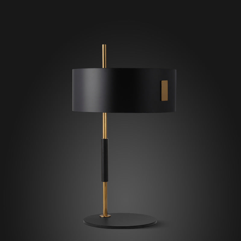 Black and Brass Round Night Lamp Minimalistic Single Metal Table Light for Living Room Black Clearhalo 'Lamps' 'Table Lamps' Lighting' 1984776